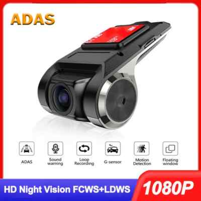 Car Dash Cams USB HD 1080P 170 Degree Wide Angle Car Cameras Recorder Front ADAS