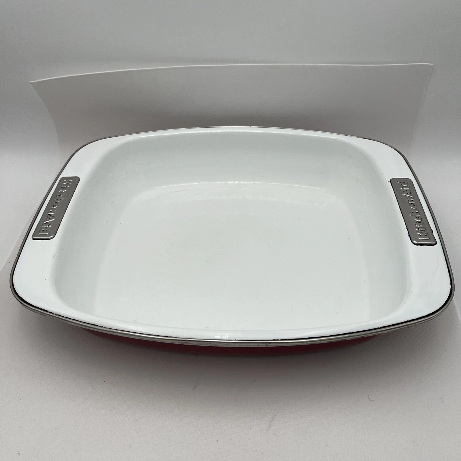 Vtg KitchenAid 17” RED Porcelain Enamel Roaster Used Read Description