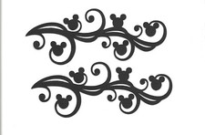 PREMADE SCRAPBOOK PAPER PIECING-DISNEY-MICKEY MOUSE SWIRLS-BLACK-FLOURISHES