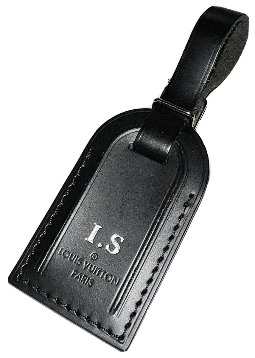 Louis Vuitton 黒 レザー バッグ ネームタグ付き Louis Vuitton Leather Tag w/ IS Stamped Small Black Goldtone