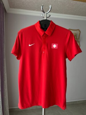 RF ROGER FEDERER 2010 DAVIS CUP OLYMPICS TENNIS POLO SHIRT RED