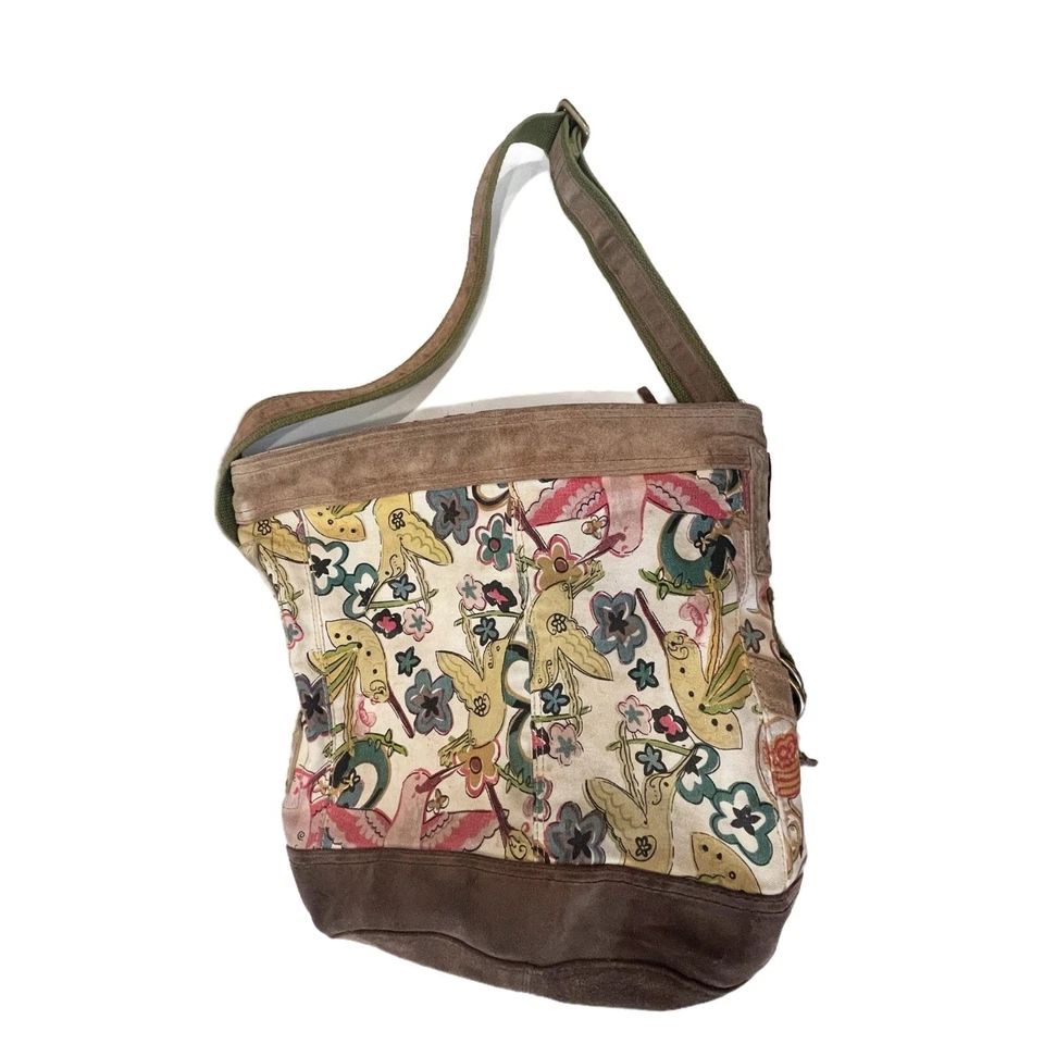 Lucky Brand колибри ведро сумка холст кожи богемное выцветший - Изображение 2 из 4
