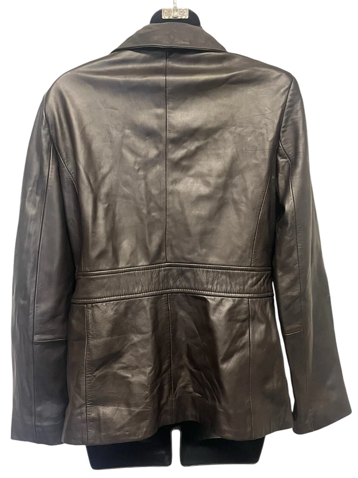 Chaqueta informal de cuero genuino marrón Corner Annex para mujer talla Pequeño Foto 4 de 4