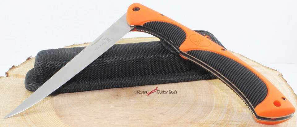 Navaja de bolsillo plegable para camping filete de pesca de pescado naranja 12,75" Elk Ridge Foto 3 de 4