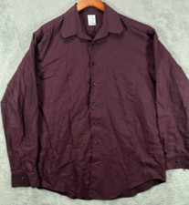 Pronto Uomo Mens 34 16 Dress Shirt Burgundy Red Button Up Long Sleeve Non Iron