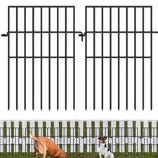 10Pcs Decorative Garden Border Fence Panels Black Coated Metal Lawn Edging Path
