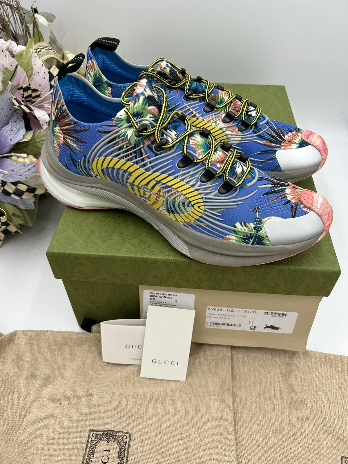Baskets basses homme Gucci bleu Run taille 11 fabriquées en Italie