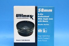 ULTIMAXX 58mm .43x Professional Wide-Angle Lens w/ Macro DSLR  Video Recording