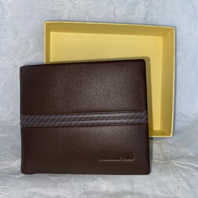 Bifold Brown Mens Leather Wallet Card Document Holder WILLIAM POLO