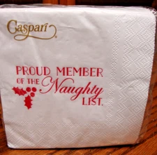 Gaspari PROUD MEMBER OF THE NAUGHTY LIST 5"x5" Cocktail Beverage Napkins    1000