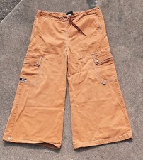 Vintage"Gold" Kikwear Jeans 90  s Rave Pants Y2K Skate Baggy W/ Leg Drawstring  