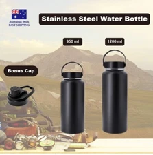 Double Wall Stainless Steel Water Bottle Vacuum Insulated Black Thermos Flask