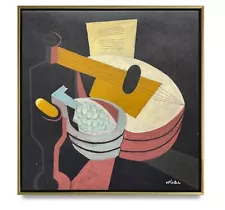 NY Art-Original Oil Painting of Abstract Instrument on Canvas 21x21 Framed