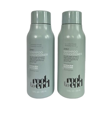 2 Pack- Root to End 2-In-1 Shampoo Conditioner Strand Reviving Complex 13 Fl Oz