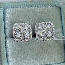 2Ct Round Cut Lab Created Diamond Solitaire Stud Earrings 14K White Gold Plated