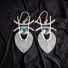 Blue Topaz Gemstone 925 Sterling Silver Earring Handmade jewelry Earring Gift