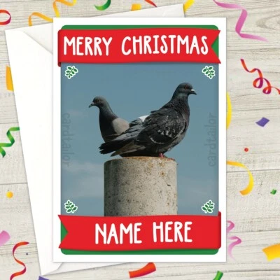 CARDTAILOR PIGEON Personalised CHRISTMAS Card • xmas bird animal pidgeon greeting