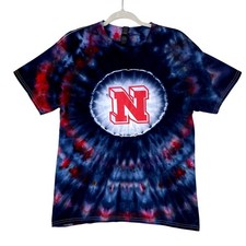 Gildan Nebraska Huskers Tie Dye T-Shirt Mens Medium Blue Red N NCAA Football