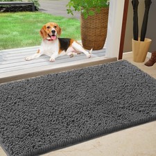 Chenille Absorbent Outdoor Doormat 36" x 24", Washable Muddy Door Mats for Do...