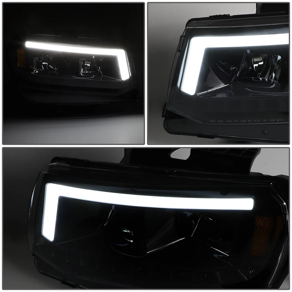 Ajuste 14-15 Chevy Camaro Carcasa Negra LED DRL+ Señal Secuencial Faros Lámparas Foto 4 de 4