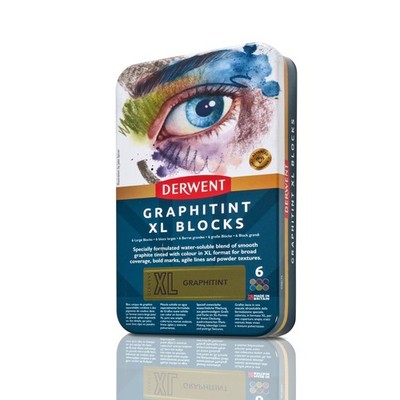 6 PCS Graphitint XL WaterSoluble 60mm Block Set Tin For Drawing Sketching