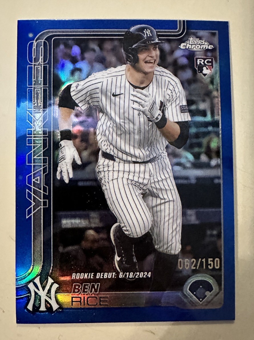 2025 Topps Chrome Update #USC138 Ben Rice Rookie Debut RC Blue Refractor 062/150