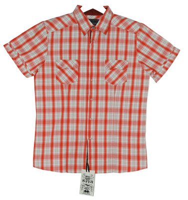 QOAST00457 Herren Hemd Kurzarm rot-weiß kariert Größe L
