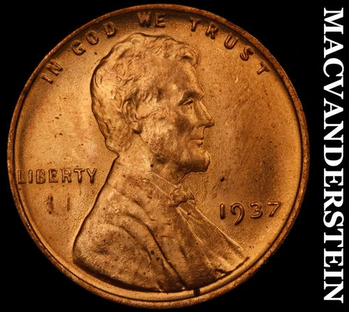 1937-D Lincoln Wheat Cent- Choice Gem Brilliant Uncirculated Luster #J2002