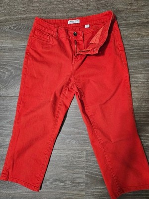 Women s Size 4 Denim Red Cropped Capri Jeans, natural fit