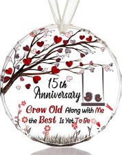 15th Wedding Anniversary Crystal Gifts for Wife Husband, Glass Colorful 3.5"...