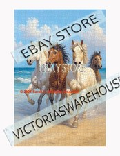 1000 piece jigsaw puzzle Wild Horses Beach Ocean Coast Horse beach