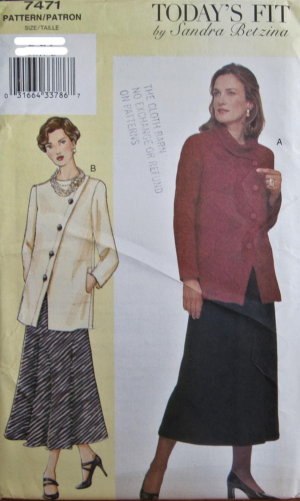 VOGUE 7471 Todays Fit Pattern Sandra Betzina Tunic Blouse Skirt Women's PLUS G-J