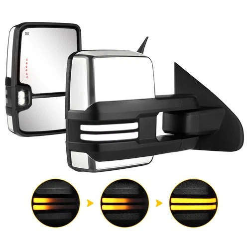 Chrome Towing Mirrors Switchback For 2014-2018 Chevy Silverado GMC Sierra 1500