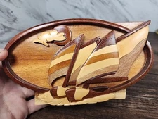 ☆LOOK☆ ~Ship 🌊 Secret Sail Boat Wooden Puzzle Box~ ☆NICE☆