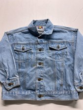 Vtg Looney Tunes Trucker Jacket Blue Denim Embroidered Kids Unisex Sz S 7-8