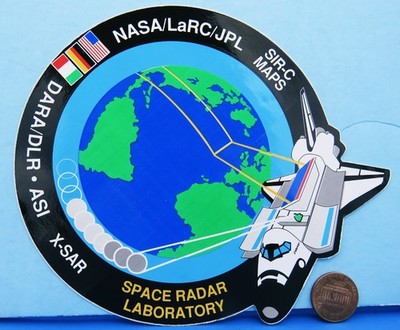 NASA STICKER vtg Space RADAR Laboratory JPL SIR-C X-SAR DARA/DRL ASI / 5.75''