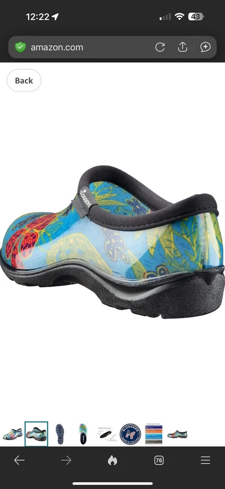 Sloggers Women's Midsummer Blue Floral Rain & Garden Slip On Shoes | Size 9 - Image 2 of 4
