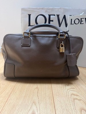 LOEWE Amazona 36 Leather Bag Brown Gold Hardware Padlock Vintage Used
