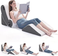 Wedge Pillow Set for After Surgery, 4 PCS Bed Wedge Pillow for Sleeping, Memory 