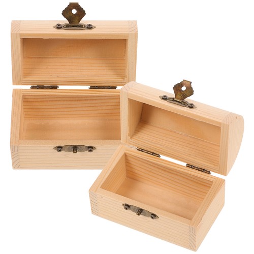 2Pcs Solid Wooden Arc Design Storage Boxes Gift Boxes (Small) wood treasure box - Picture 8 of 12