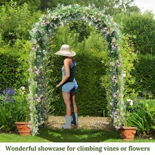 92" Metal Garden Arch Arbor Trellis Climbing Plants Support Rose Wedding Green