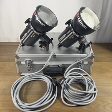 2X Norman LH500 Studio Lampheads W/ Storage Case Cords Professional Photography