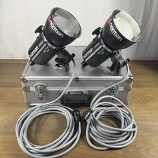 2X Norman LH500 Studio Lampheads W/ Storage Case Cords Professional Photography