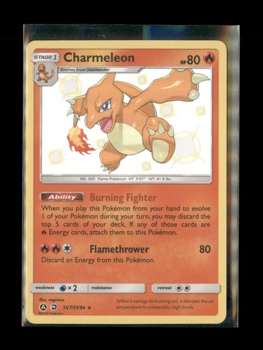 Pokemon Charmeleon Shiny Holo Rare Hidden Fates: Shiny Vault SV7/SV94 NM
