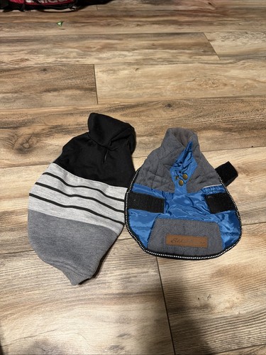 Eddie Bauer Dog Vest/Coat/Jacket NavyBlue & Gray, Size small NW and Sweat Sweat