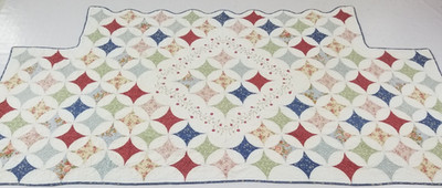 Vintage Handarbeit schöne Kathedrale Fenster Muster Multicolor Quilt 103x51 Zoll
