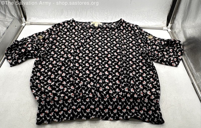 Michael Kors Women's Multicolor Floral Round Neck Pullover Blouse Top Size XL
