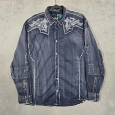 Roar Shirt Mens 2XL XXL Gray Embroidered Y2K designer signature fit