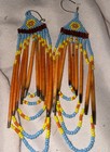 Authentic Indian Made Beaded And  Porcupine Quill Earrings — photo 2