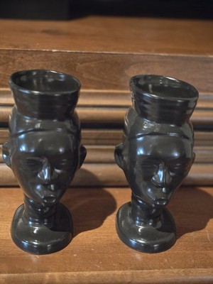 2 Vtg Trader Vic's 1963 Ceramic Tiki (Headhunter) Mugs